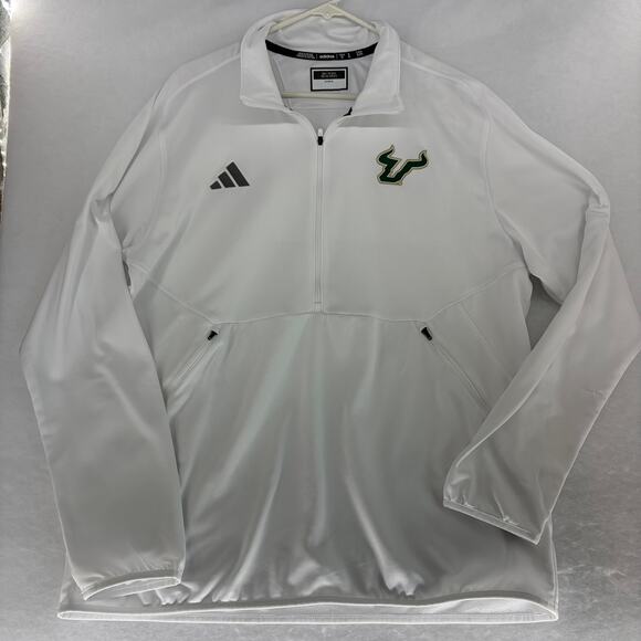 Men's adidas South Florida Bulls USF Sideline Entrada 1/4 Zip Pullover White XL